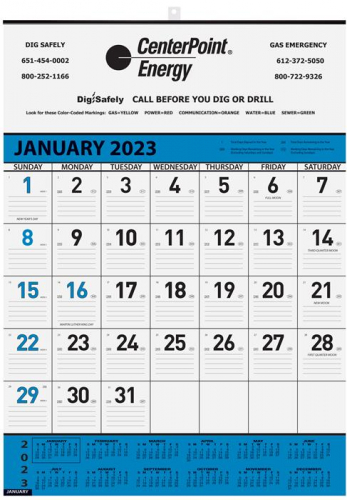 Blue Contractor Calendars - One to Two Color Imprint 