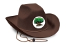 Brown Felt Cowboy Hat w/A Custom Printed Faux Leather Icon